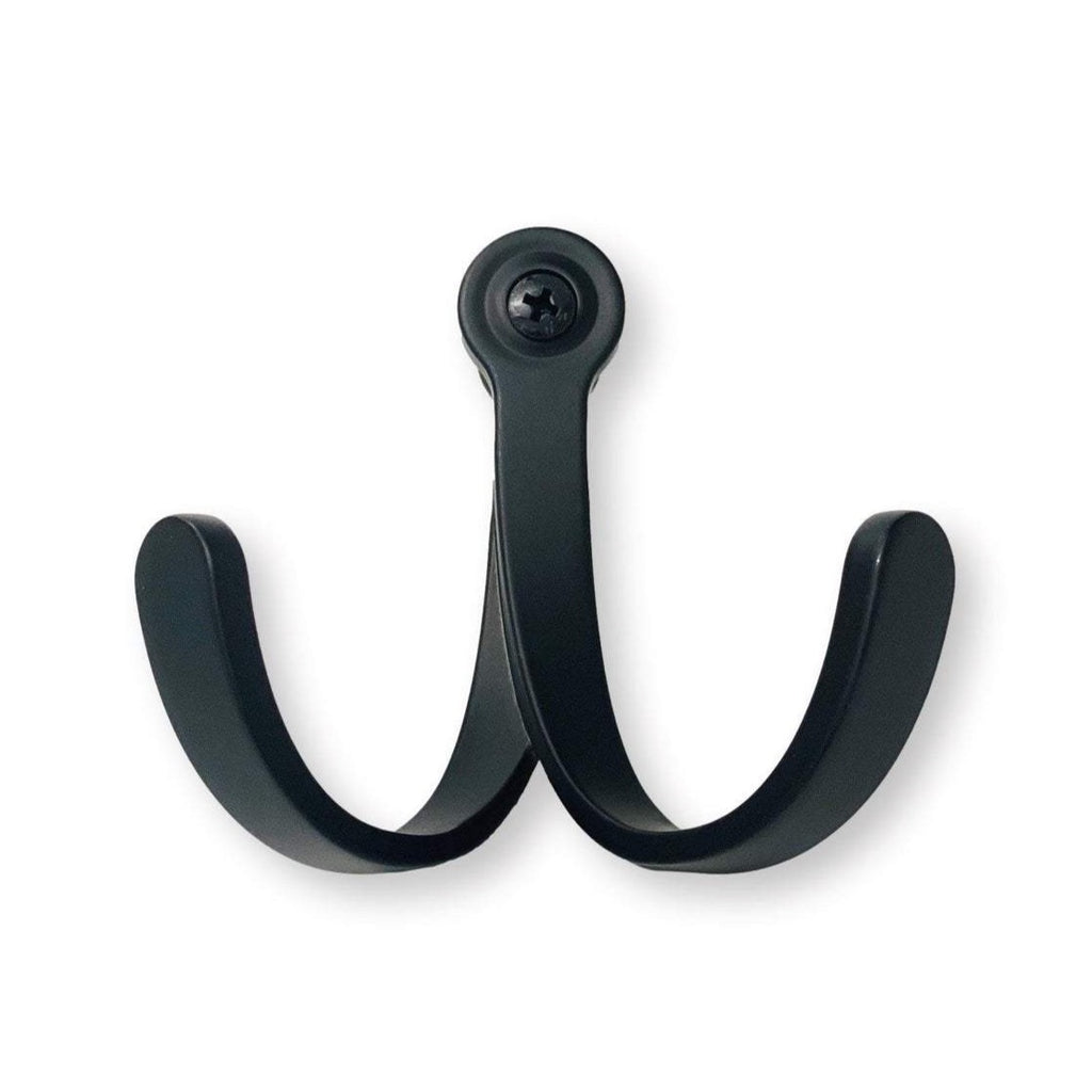 Matte Black Modern Double Wall Hook Hat Towel Hook - Forge Hardware Studio