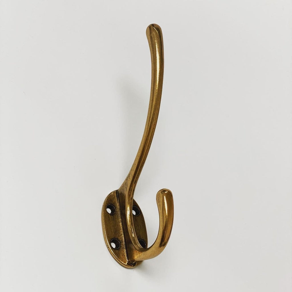 Antique Brass "Capri" Large Modern Wall Hat and Coat Hook - Forge Hardware Studio