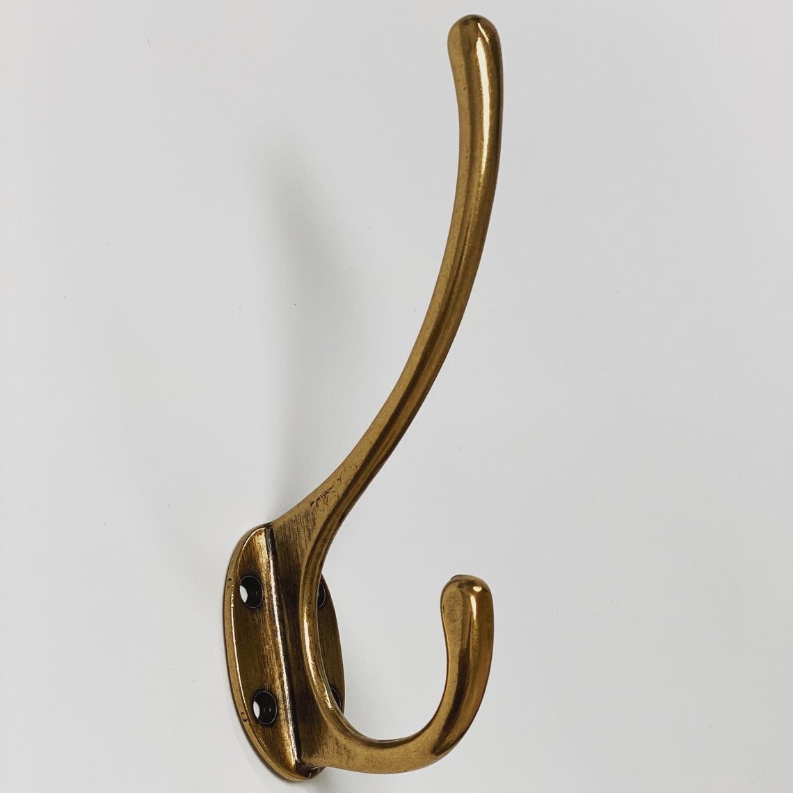 Large Antique Brass Capri Modern Wall Hat and Coat Hook