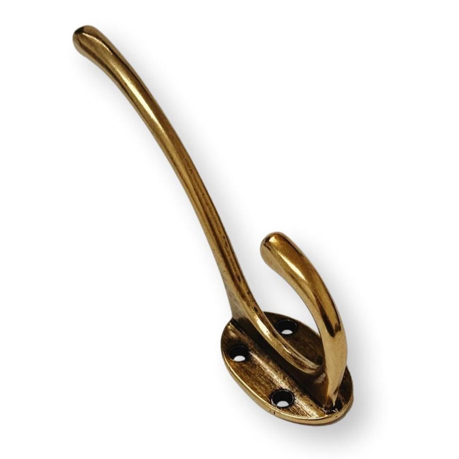 Large Antique Brass Capri Modern Wall Hat and Coat Hook