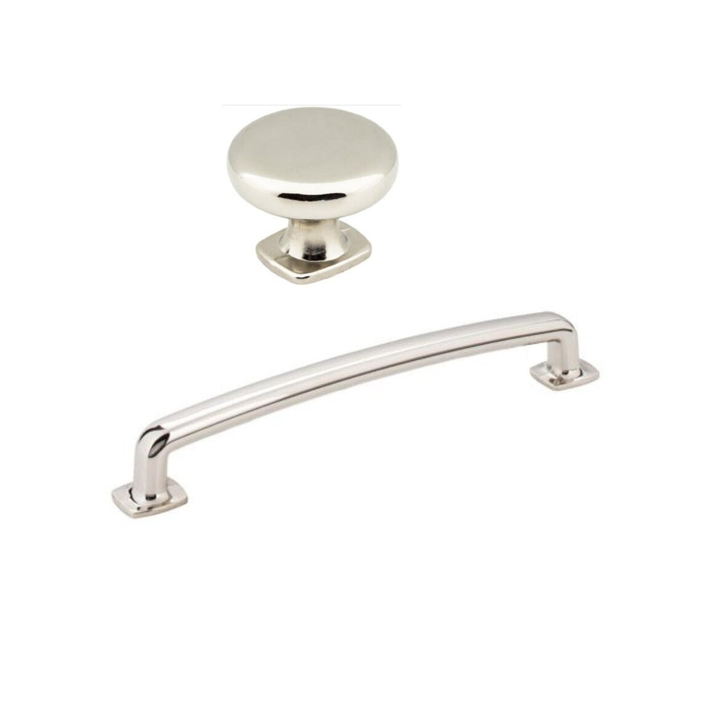Polished Nickel “Foundry” Drawer Pulls and Cabinet Knob - Cabinet Hardware - Forge Hardware Studio