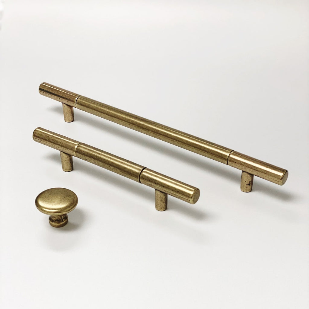 Sydney Aged Brass Cabinet Knob and Drawer Pulls - Forge Hardware Studio