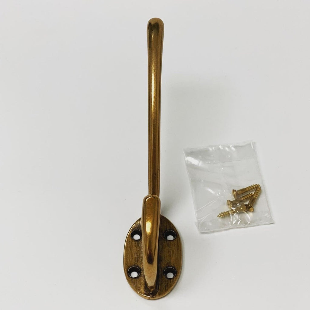 Antique Brass "Capri" Large Modern Wall Hat and Coat Hook - Forge Hardware Studio