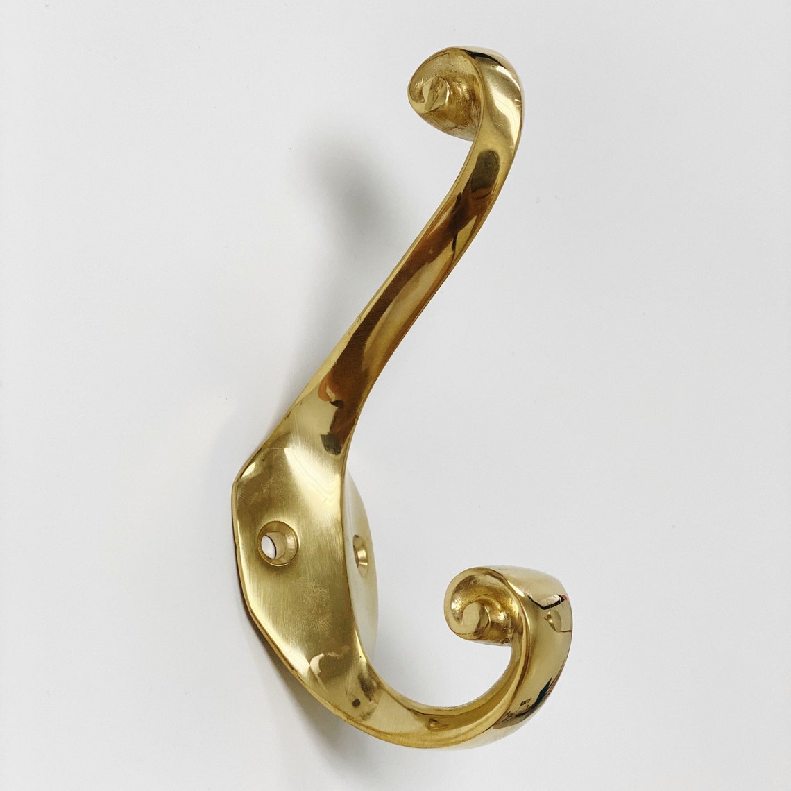 Unlacquered Polished Brass Curl Wall Coat and Hat Hook – Forge Hardware  Studio
