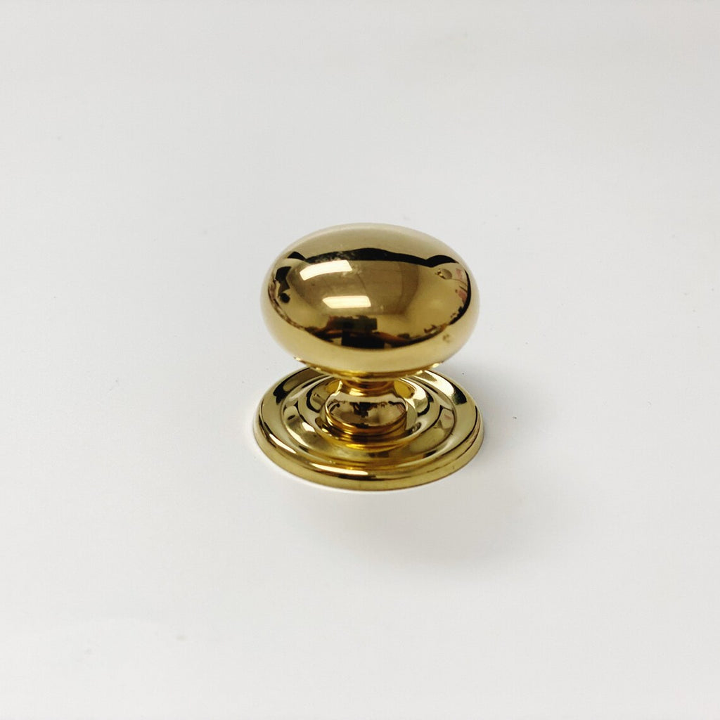 Unlacquered Brass "Eloise" Round Cabinet Knob with Backplate - Forge Hardware Studio