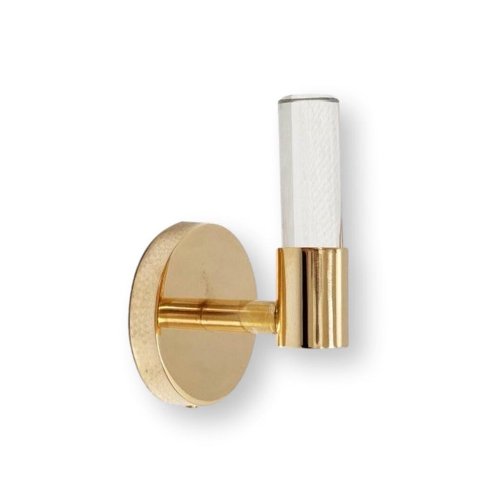 Unlacquered Polished Brass "Lauren" Lucite Wall T-Shape Hook - Forge Hardware Studio