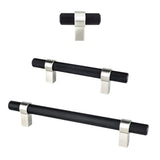 Knurled "Prelude" Brushed Nickel and Matte Black Cabinet Knobs and Drawer Pulls - Forge Hardware Studio