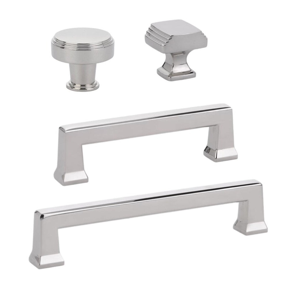 Polished Nickel "Deco" Cabinet Knobs and Drawer Pulls - Forge Hardware Studio