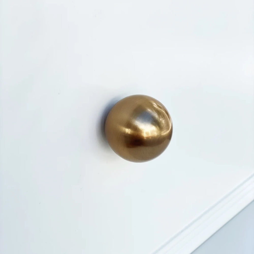 Champagne Bronze “Kira” Large Cabinet Ball Knob | Bronze Round Cabinet Knob - Forge Hardware Studio