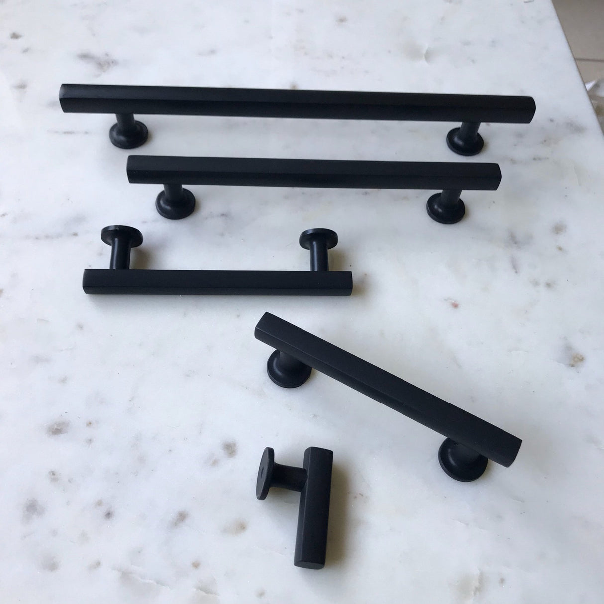 T-Bar "Geo" Cabinet Knobs and Drawer Pulls in Matte Black - Forge Hardware Studio
