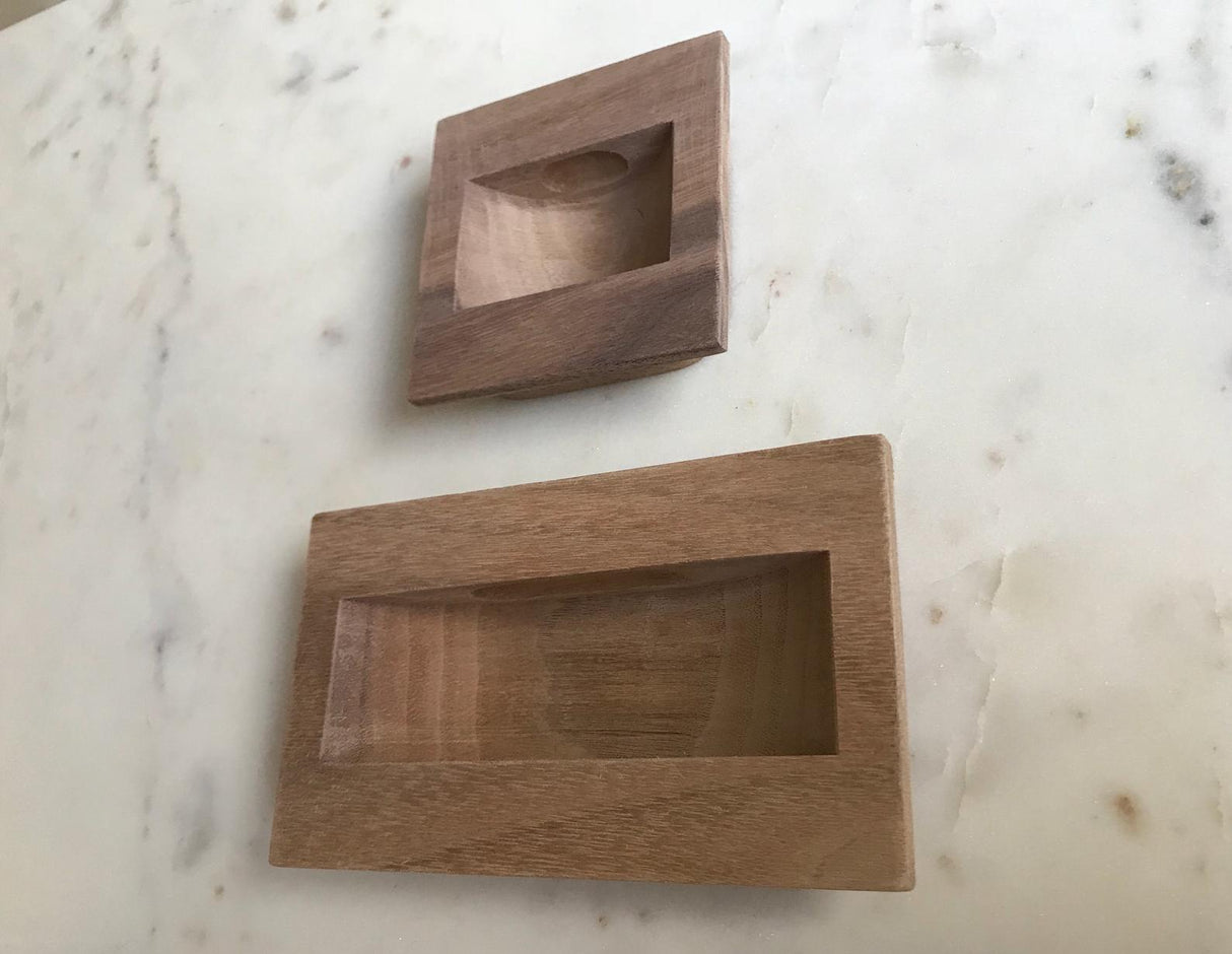 Walnut Recessed Mid-century Modern Wood Drawer Handles - Forge Hardware Studio