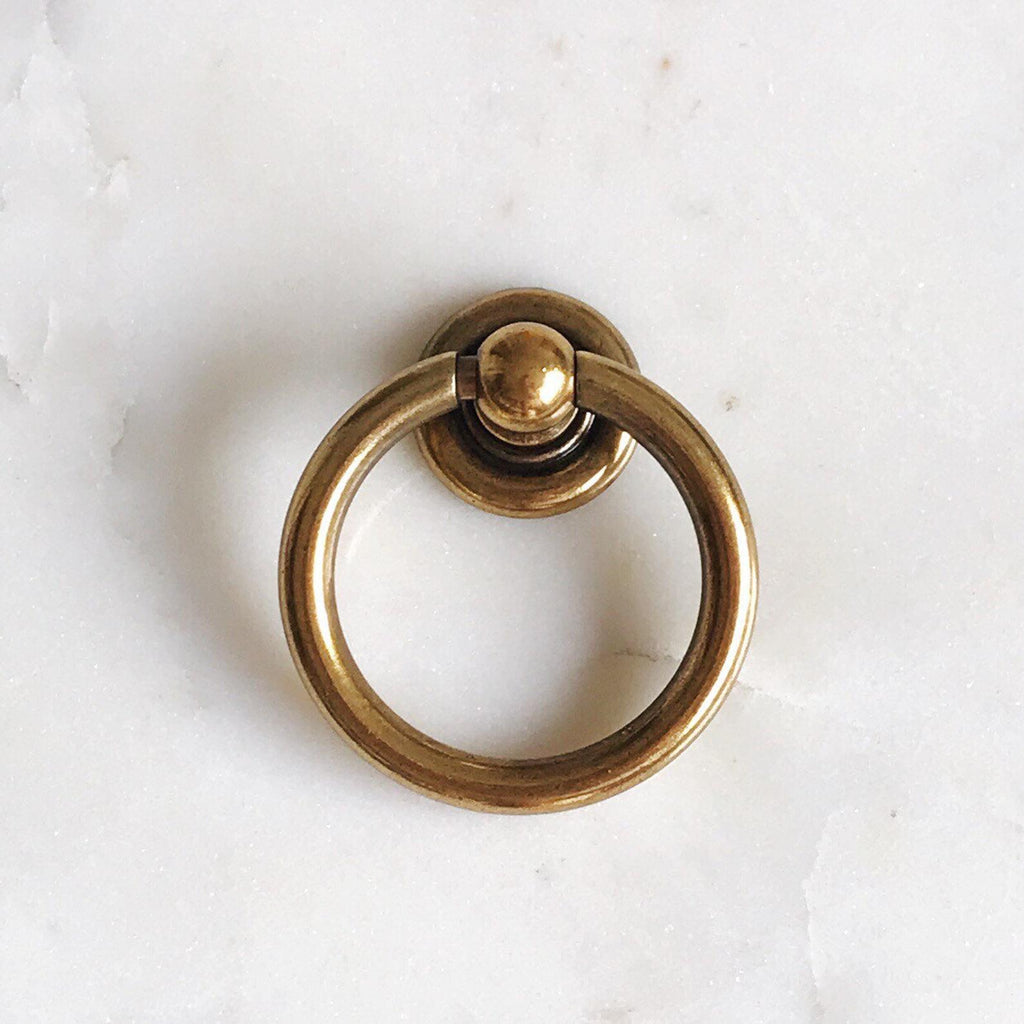 Plain Brass Ring Pulls Hardware Cabinet Pull Drawer Pull - Forge Hardware Studio