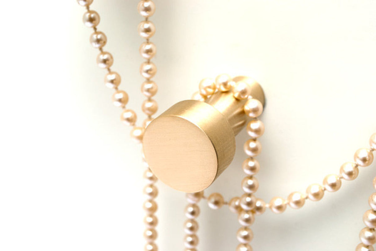 Modern "Dot" Round Wall Hook in Brushed Brass - Forge Hardware Studio