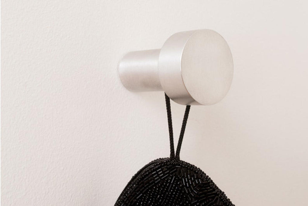 Modern "Dot" Round Wall Hook in Brushed Nickel - Forge Hardware Studio