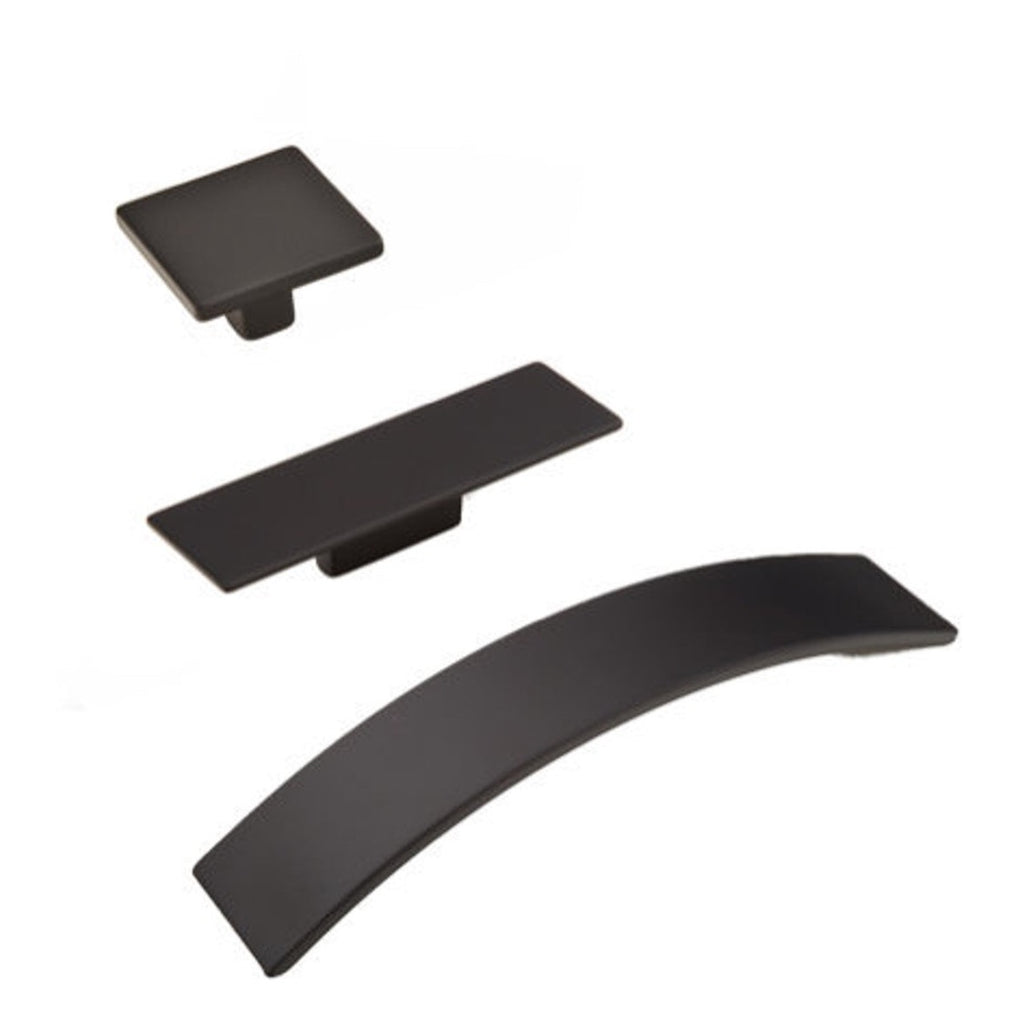 Matte Black "Armand" Square Drawer Pulls and Cabinet Knobs - Forge Hardware Studio