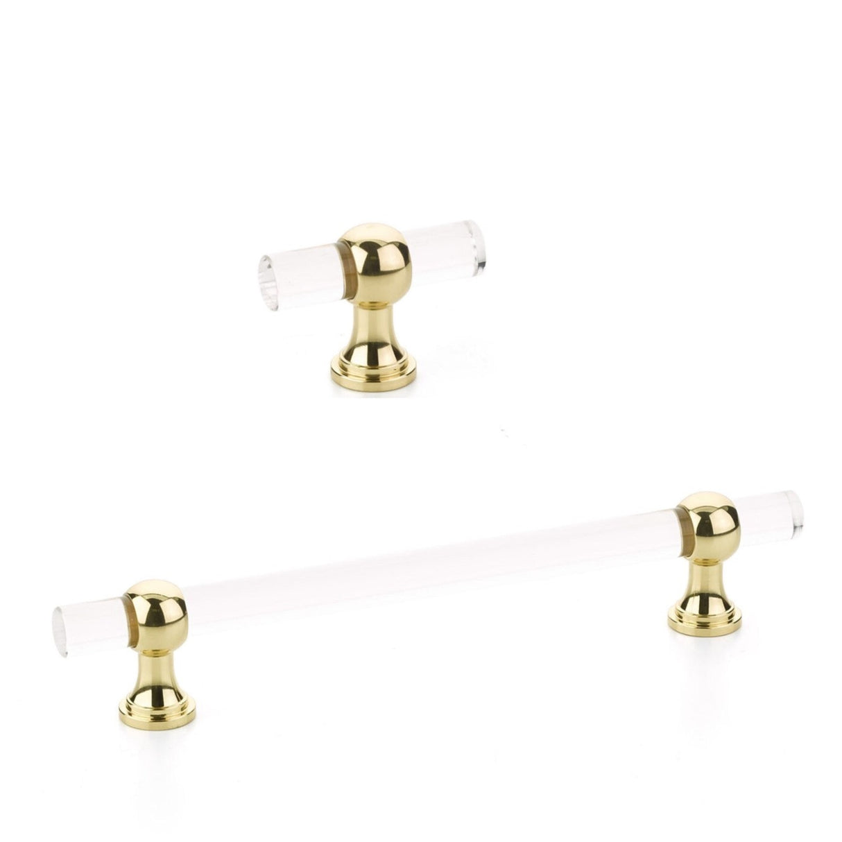 Polished Brass and Lucite "Gleam" Cabinet Knobs and Drawer Pulls (Adjustable) - Forge Hardware Studio