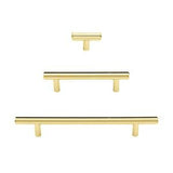 T-Bar "European" Unlacquered Polished Brass Cabinet Knobs and Pulls - Forge Hardware Studio