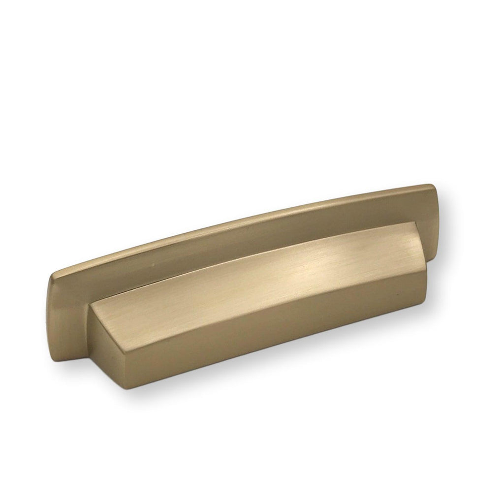Squared Champagne Bronze "Avant" Cup Drawer Pull - Forge Hardware Studio
