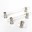 Polished Nickel and Lucite "Luz" Cabinet Knobs and Drawer Pulls - Brass Cabinet Hardware 
