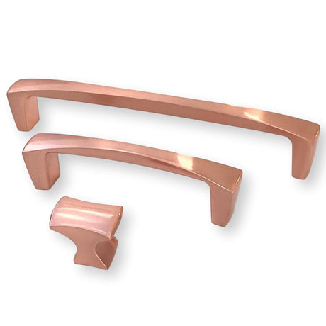 Satin Copper "Kent" Drawer Pulls and Knob - Forge Hardware Studio