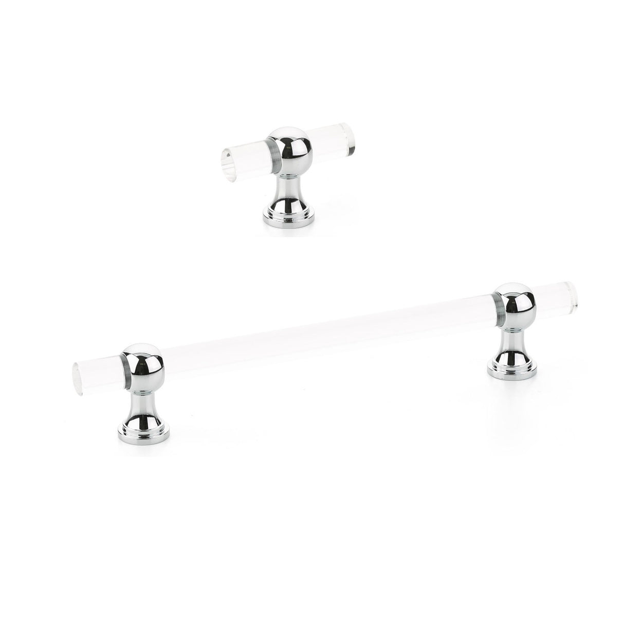 Polished Chrome and Lucite "Gleam" Cabinet Knobs and Drawer Pulls (Adjustable) - Forge Hardware Studio