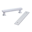 Polished Chrome Square 4" Art Deco Drawer Pull w/ Backplate - Forge Hardware Studio