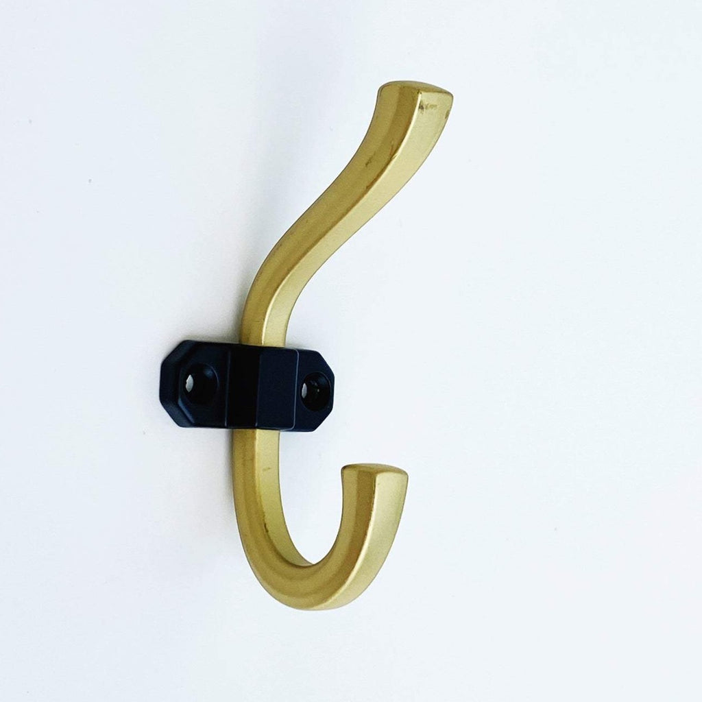 Modern "Rem" Brass and Black Wall Coat and Hat Hook - Forge Hardware Studio