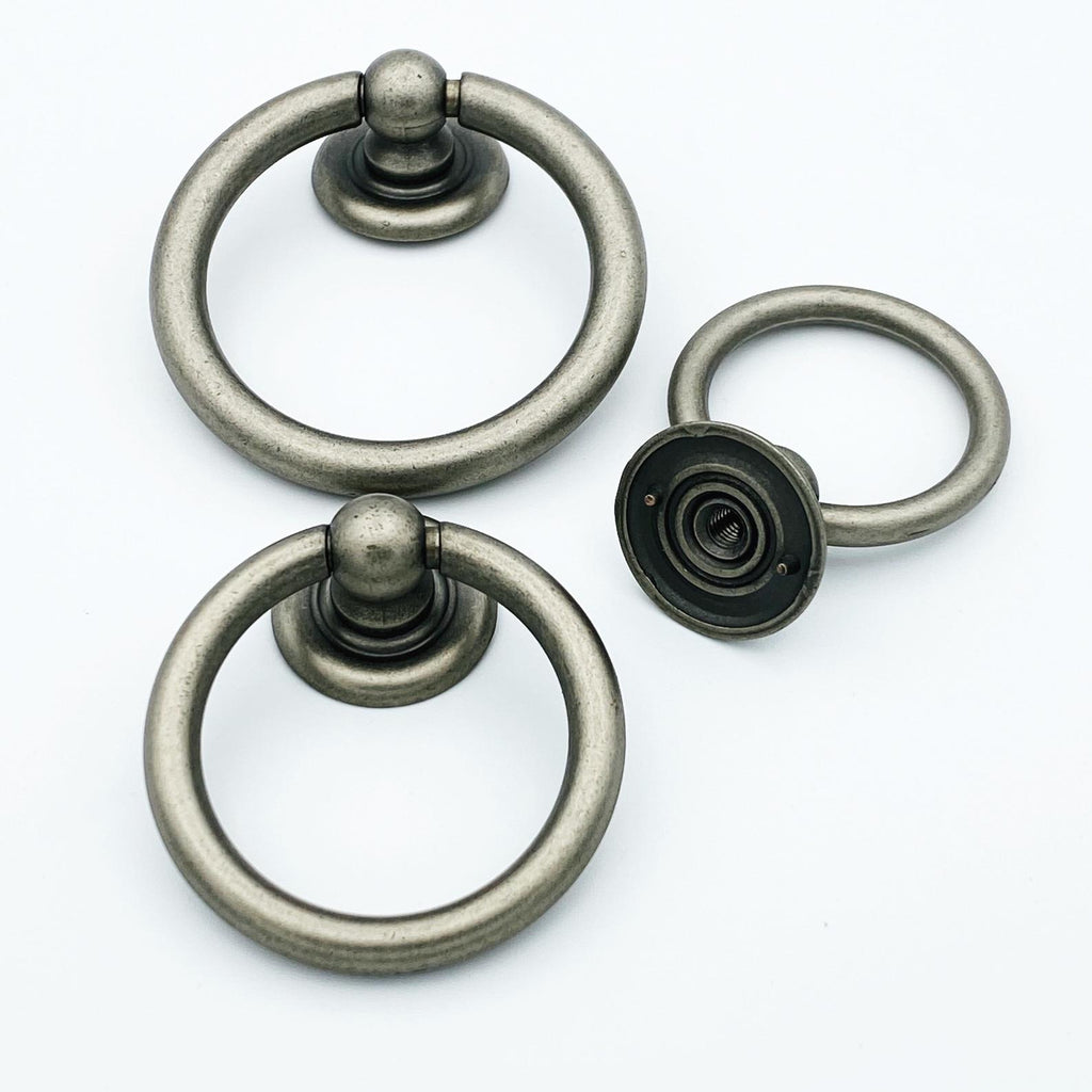 Plain Antique Silver Ring Pulls Hardware Cabinet Pull Drawer Pull - Forge Hardware Studio