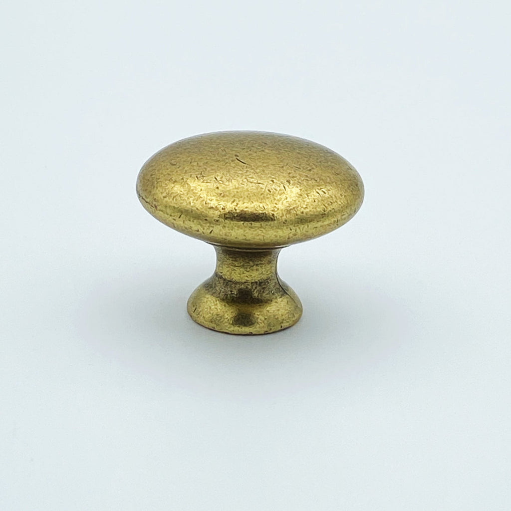 Capri Antique Brass Round Cabinet Knob - Forge Hardware Studio