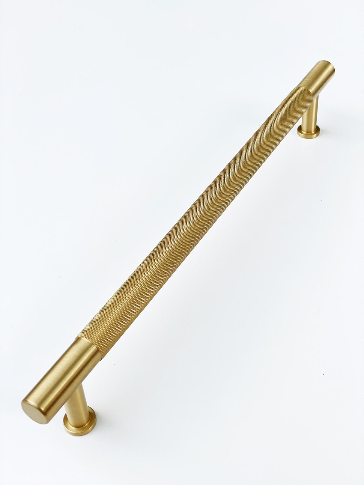 Brass Solid "Texture No.2" Knurled Drawer Pulls and Knobs in Satin Brass - Forge Hardware Studio