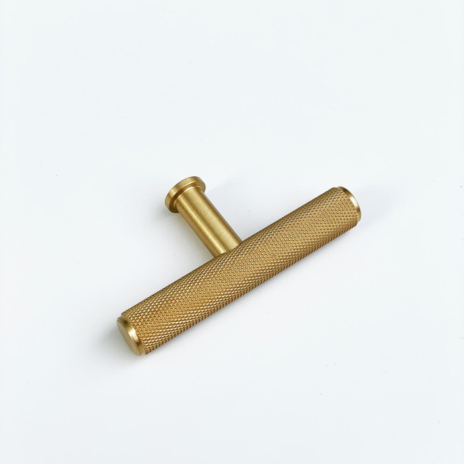Brass Solid "Texture No.2" Knurled Drawer Pulls and Knobs in Satin Brass - Forge Hardware Studio