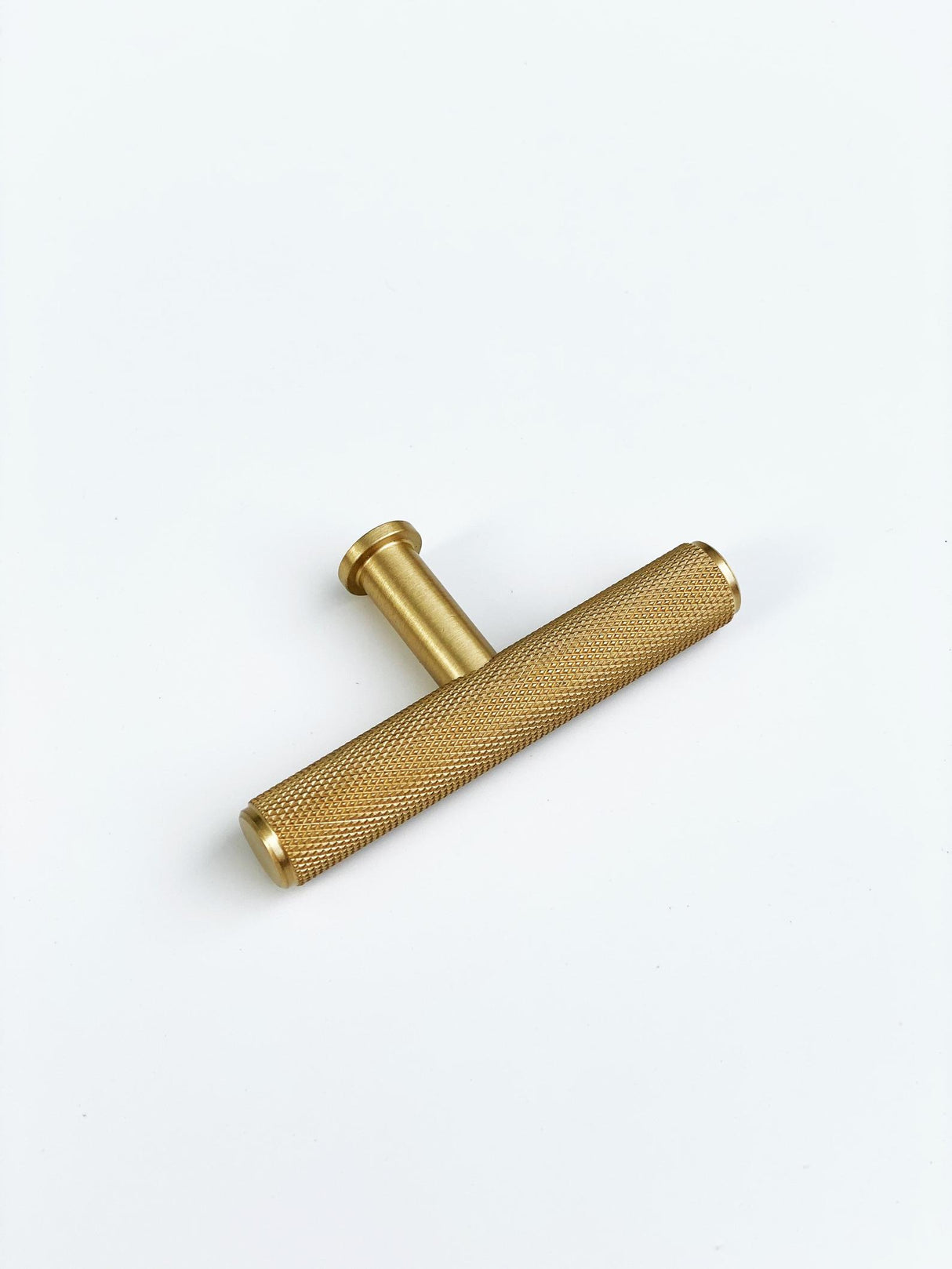 Brass Solid "Texture No.2" Knurled Drawer Pulls and Knobs in Satin Brass - Forge Hardware Studio