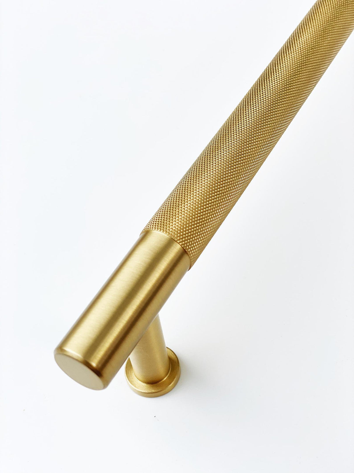 Brass Solid "Texture No.2" Knurled Drawer Pulls and Knobs in Satin Brass - Forge Hardware Studio