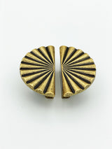 Reeded Antique Brass "Half-Daisy" Round Cabinet Knob - Forge Hardware Studio