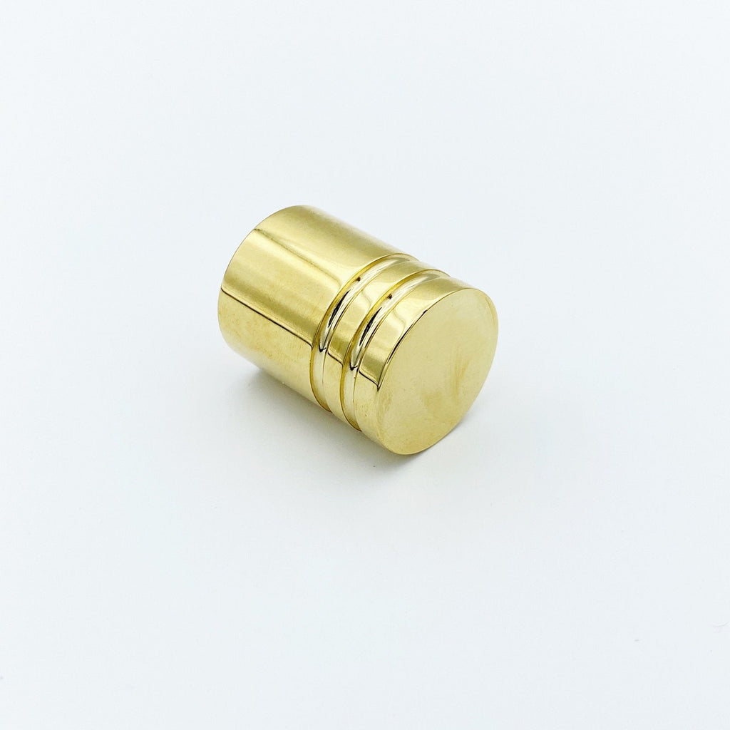 Luxe "Lines" Unlacquered Polished Brass 1" Cabinet Knob - Forge Hardware Studio