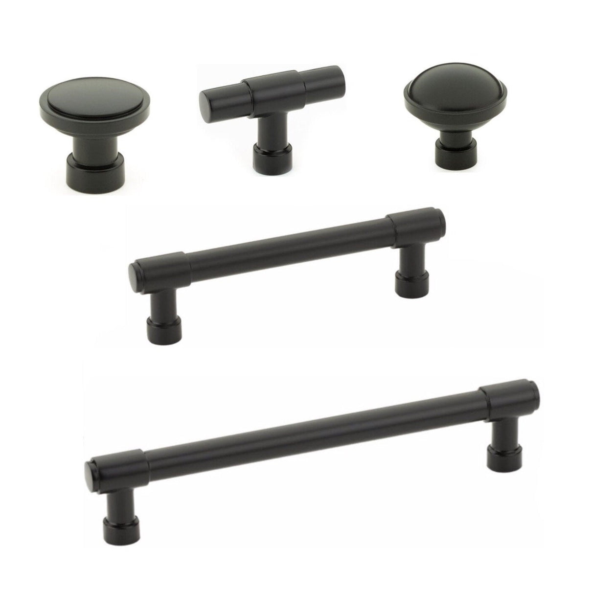 Flat Black "Industry" Cabinet Knobs and Drawer Pulls - Forge Hardware Studio