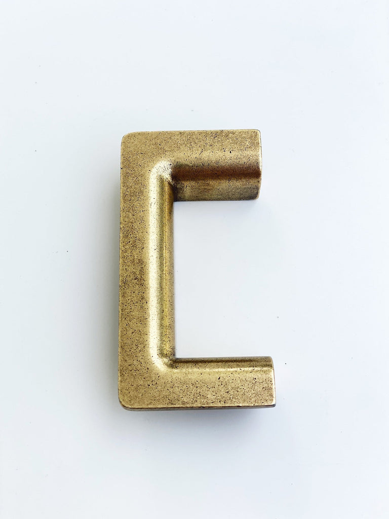 Soho Aged Brass Half-Square Drawer Handles - Forge Hardware Studio