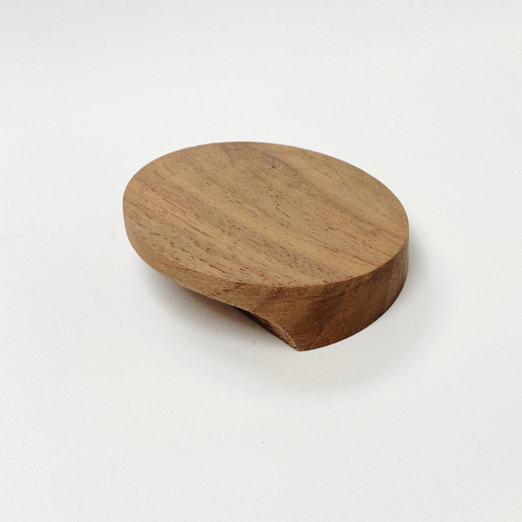 Wood Cabinet Knobs ""Slanted" Round Mid-century Modern Hardware - Forge Hardware Studio