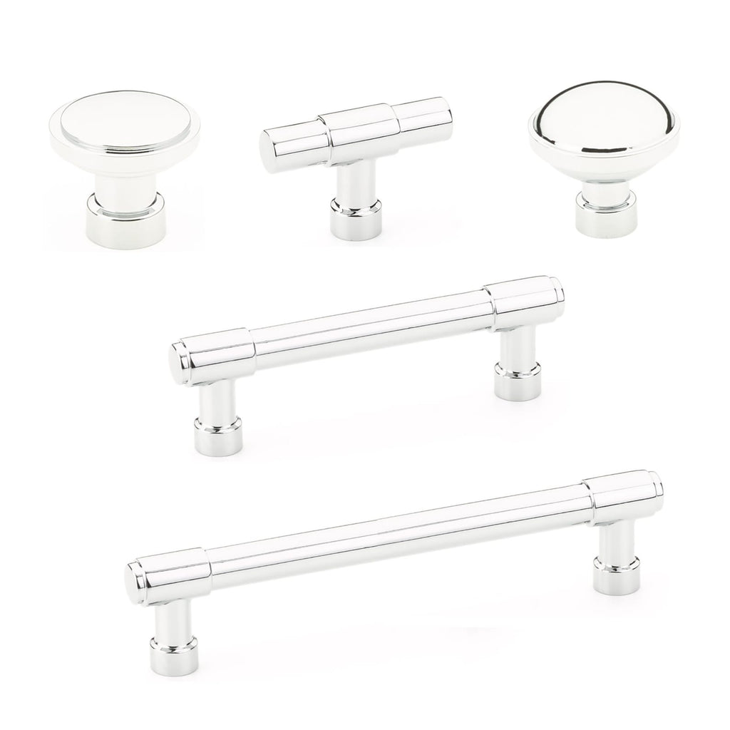Polished Chrome "Industry" Cabinet Knobs and Drawer Pulls - Forge Hardware Studio