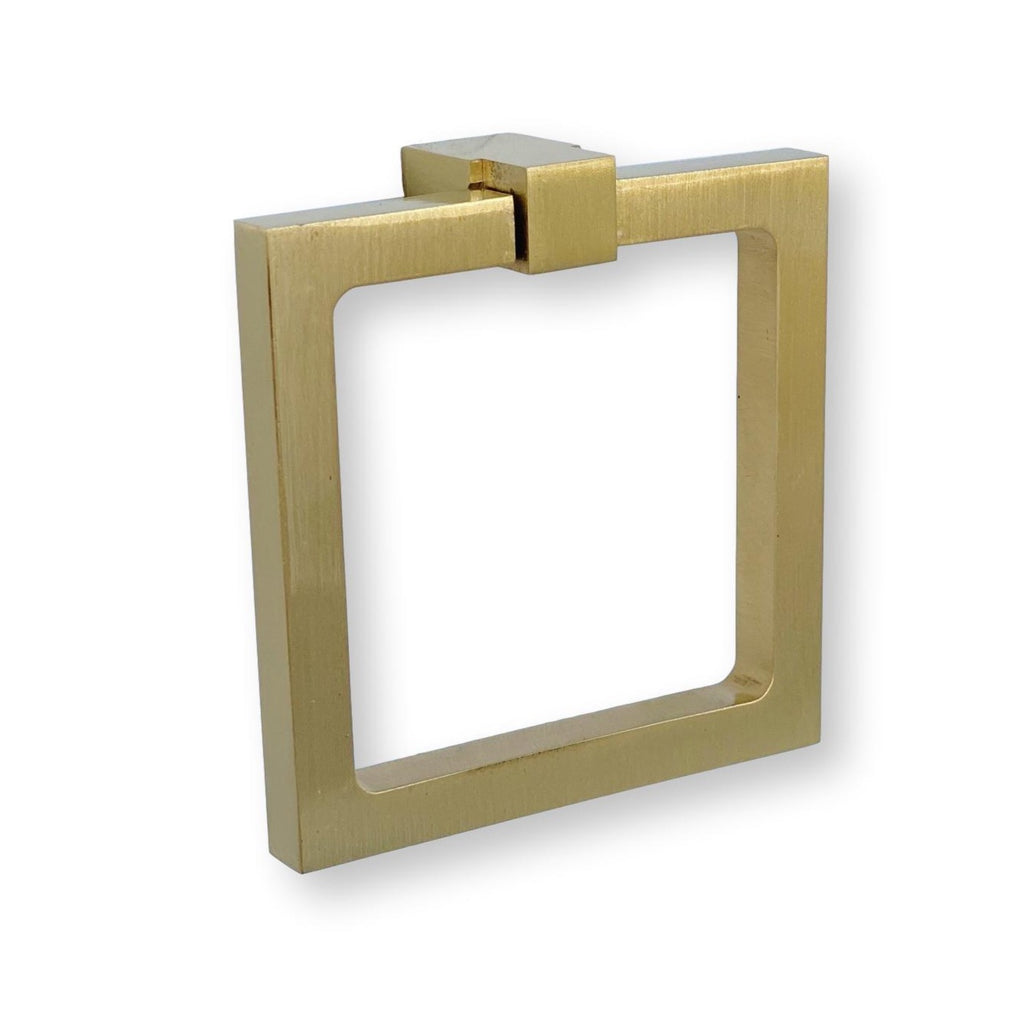 Zimi Square Ring Pull in Satin Brass - Forge Hardware Studio