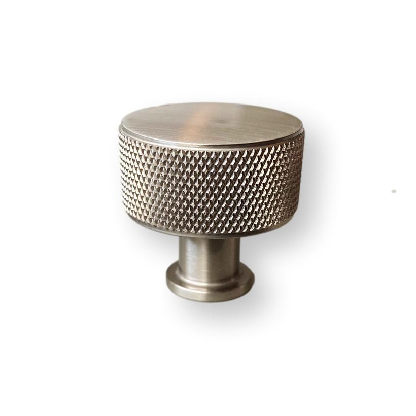 Brushed Nickel Solid "Texture" Knurled Drawer Pulls and Knobs - Forge Hardware Studio