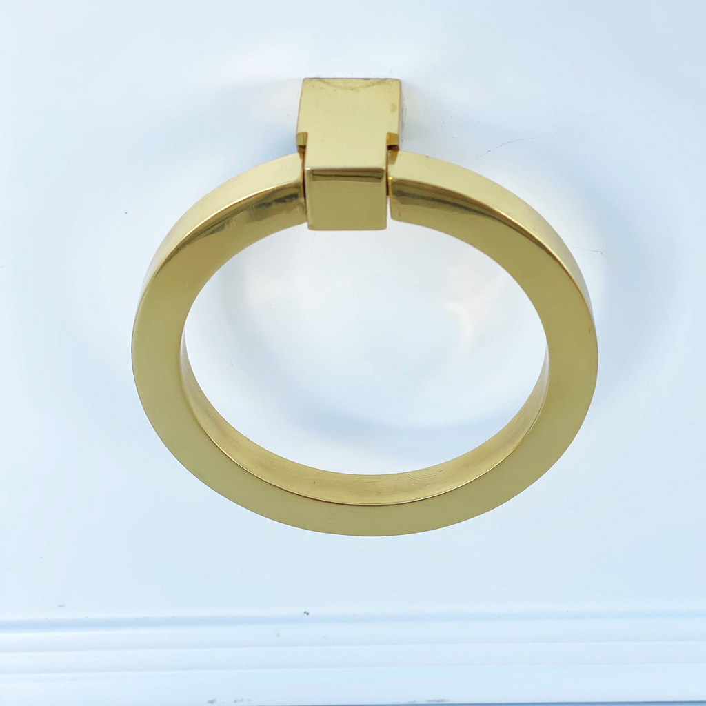 Zimi Round Ring Pull in Polished Brass - Forge Hardware Studio
