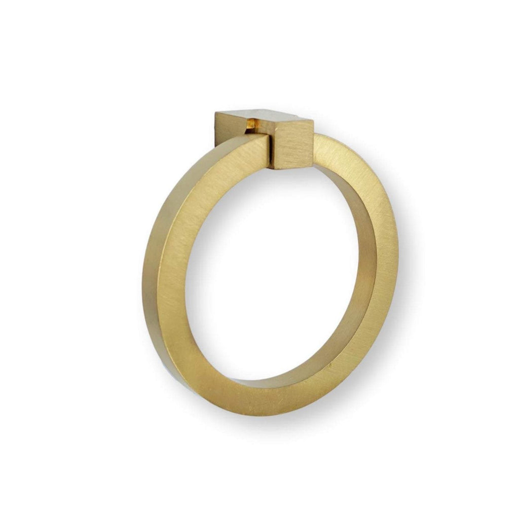 Zimi Round Ring Pull in Satin Brass - Forge Hardware Studio