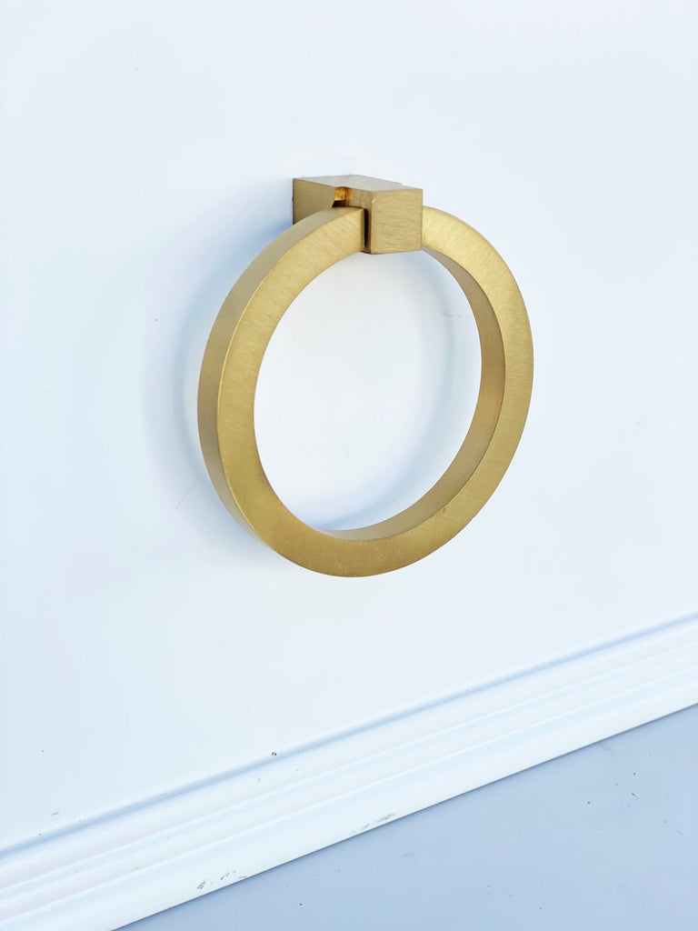 Zimi Round Ring Pull in Satin Brass - Forge Hardware Studio