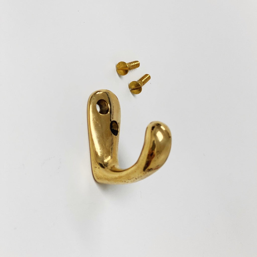 Unlacquered Brass Louie Wall Coat and Hat Hook