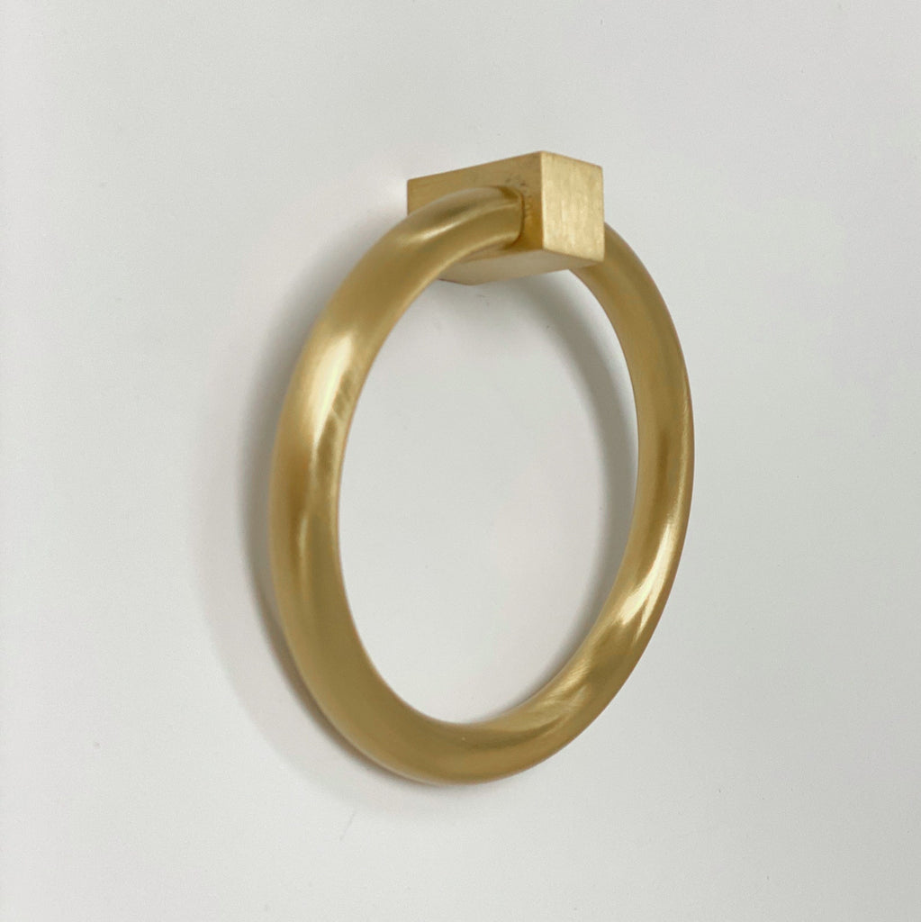 Zimi Round Ring Pull in Satin Brass - Forge Hardware Studio