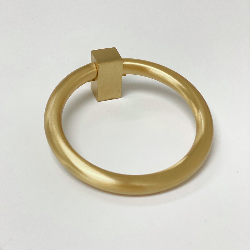 Zimi Round Ring Pull in Satin Brass - Forge Hardware Studio