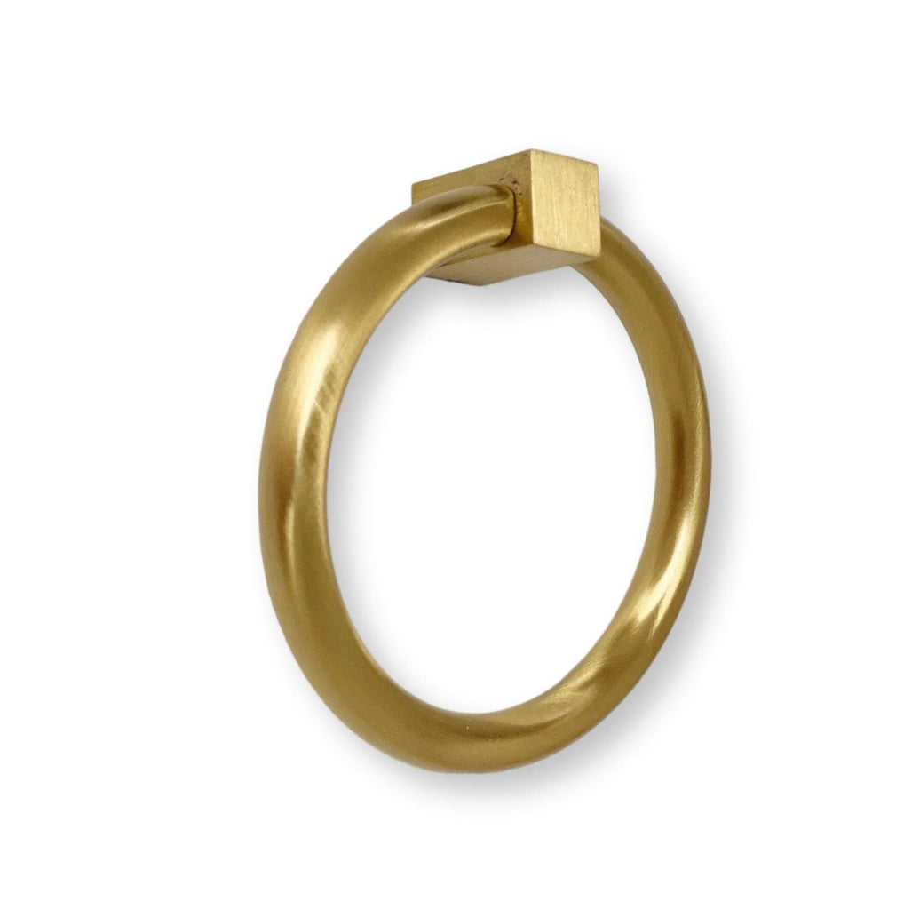 Zimi Round Ring Pull in Satin Brass - Forge Hardware Studio