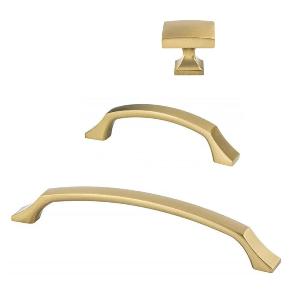 Kelly No.3 Cabinet Knobs and Drawer Pulls in Satin Brass - Forge Hardware Studio