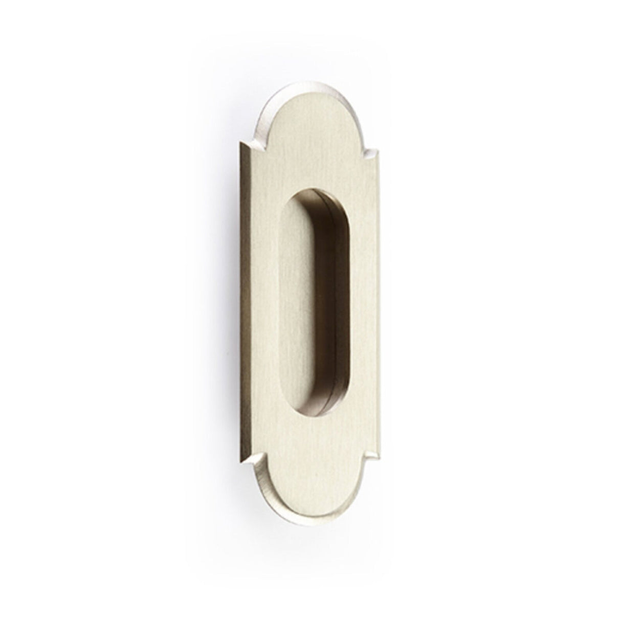 Modern "Fleur" Flush Satin Nickel Recess Door Pull - Forge Hardware Studio